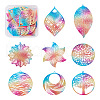 Biyun 32Pcs 8 Style 430 Stainless Steel Filigree Pendants STAS-BY0001-10-1