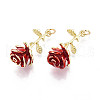 Brass Enamel Pendants KK-N268-86G-3