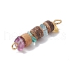 9Pcs 9 Styles Natural Mixed Stone Chip & Natural Coconut Disc Beaded Connector Charms PALLOY-JF03570-5
