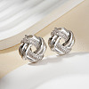 Elegant Brass Clear Cubic Zirconia Twist Stud Earrings OV8101-2-1
