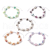 Dyed Synthetic Turquoise & ABS Plastic Imitation Pearl Beaded Braided Bead Bracelets for Women BJEW-JB11906-2