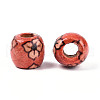 Printed Natural Wood Beads WOOD-N018-07B-2