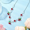 Crackle Glass & Natural Quartz Crystal Fruit Bib Necklaces for Women NJEW-JN05203-02-1