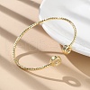 Clear Cubic Zirconia Open Cuff Bangle BJEW-G737-01G-02-3