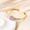 Natural Rose Quartz & Amethyst & Crystal Quartz Beads Cuff Bangles for Women BJEW-Q035-01G-03-5