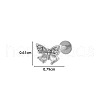 Butterfly 316L Surgical Stainless Steel Clear Cubic Zirconia 17 Gauge Internally Threaded Labrets WGBD99E-02-1