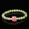 Natural Agate & Crystal Round Beads Stretch Bracelets WG466DA-10-1