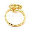 Heart with Letter Rack Plating Brass Micro Pave Clear Cubic Zirconia Adjustable Rings for Women RJEW-I105-01G-E-3