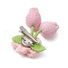 Handmade Crochet Cotton Flower Ornaments Pendant Brooches with Iron Brooch Base Settings for Women JEWB-BR00180-02-4