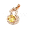 Brass Micro Pave Cubic Zirconia Pendants KK-E795-28KCG-01-2