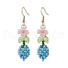 Flower 304 Stainless Steel Glass Seed Beads Dangle Earrings EJEW-MZ00470-02-2