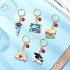 5Pcs 5 Styles Graduation Theme Resin Pendant Keychains KEYC-JKC01271-1