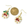 Christmas Theme Imitation Austrian Crystal & Round Shell Pearl Dangle Earrings EJEW-TA00467-3