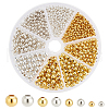   1080Pcs 8 Styles Brass Smooth Round Beads FIND-PH0018-84-1