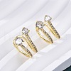 Brass Micro Pave Clear Cubic Zirconia Cuff Earrings EJEW-K305-02G-2