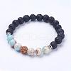 Natural Lava Rock Beads Stretch Bracelets BJEW-G565-05-1