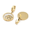 Left and Right Flat Round with Rose 304 Stainless Steel Shell Dangle Earrings EJEW-L283-070G-2
