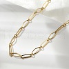 304 Stainless Steel Rhombus & Oval Link Chain Necklace BJEW-B072-03G-3