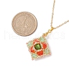 Glass Beaded Rhombus Pendant Necklaces NJEW-MZ00072-03-3