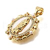 Brass Micro Pave Cubic Zirconia ABS Imitation Pearl Pendants KK-D328-02G-B-2