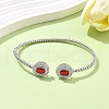 Oval Brass Micro Pave Cubic Zirconia Cuff Bangles & Rings Sets for Women SJEW-R002-03P-02-3