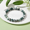 Natural Tree Agate Round Bead Stretch Bracelets for Women BJEW-JB09871-3