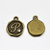 Antique Bronze Plated Alloy Rhinestone Charms ALRI-J152-P-NF-1