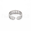 304 Stainless Steel Curb Chain Open Cuff Ring for Women RJEW-S405-195P-2
