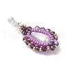 Glass Seed Beaded Teardrop Pendants PALLOY-MZ00578-03-4