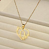 201 Stainless Steel Flower Heart Initial Pendant Necklaces for Women FS-WG08285-13-1