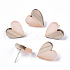 Transparent Resin & Wood Stud Earrings EJEW-N017-002A-D07-1