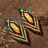 New Chinese Style Handmade Glass Seed Beads Tassel Dangle Earrings ZA0081-3