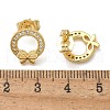 Brass Micro Pave Clear Cubic Zirconia Stud Earrings EJEW-D305-17G-4