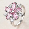 Plum Blossom Brass Pave Cubic Zirconia Finger Rings for Women FS-WG857C0-03-1