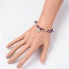 Natural Amethyst Beaded Elephant Charm Stretch Bracelets BJEW-JB01974-03-4