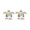 Brass Micro Pave Clear Cubic Zirconia Stud Earrings EJEW-H157-03G-01-4