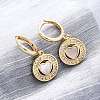 Heart with Flat Round Brass Micro Pave Clear Cubic Zirconia Hoop Earrings KK-D363-11A-G-4