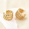 Brass Micro Pave Clear Cubic Zirconia Cuff Earrings EJEW-F370-38A-G-6