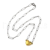 304 Stainless Steel Double-Sided Magnetic Heart Pendant Paperclip Chain Necklaces NJEW-U028-02G-4