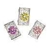 Brass Crystal Rhinestone Rectangle with Flower Multi-Strands Links KK-P306-18P-1