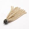 Electroplate Glass Bead Tassel Big Pendants EGLA-P024-01-2