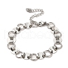 304 Stainless Steel Flat Round Link Chain Bracelet BJEW-Q776-02B-01-3