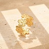 Flower 304 Stainless Stee Open Cuff Rings for Women RJEW-Q006-03D-G-1
