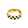 Black & White Checkerboard Stainless Steel Enamel Finger Rings FS-WG83B81-04-5