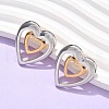 304 Stainless Steel Two Tone Heart Stud Earrings EJEW-C142-14PG-2