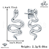 S925 Sterling Silver Clear Cubic Zirconia Snake Stud Earrings QQ4809-2