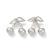 Cherry Brass Stud Earrings EJEW-F895-19P-4