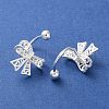 999 Fine Silver Bowknot Ear Plugs Gauges EJEW-P296-15S-2