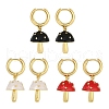 Mushroom Brass Enamel Hoop Earrings EJEW-Z115-07G-4