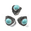 Synthetic Turquoise Adjustable Rings RJEW-I108-03AS-11-4